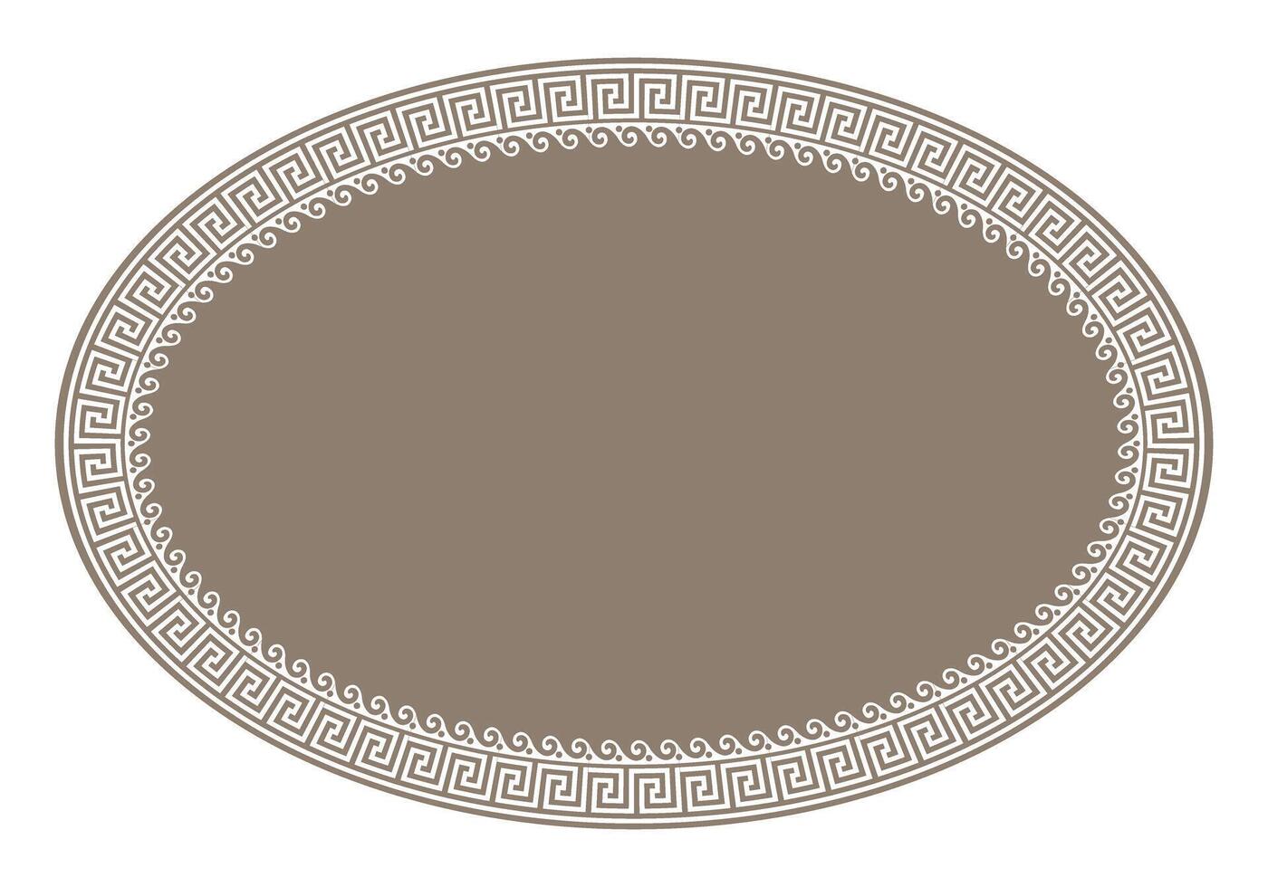 Gold Oval frame in Ancient Greek style isolated on white background. Greek meander. Circular ornament. Patterns of Greece, ancient Rome. Greek style. For textile, embroidery, porcelain, ceramics vector