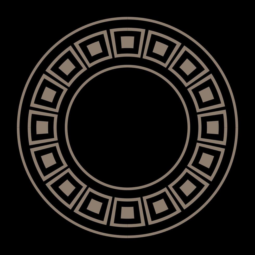 African, egyptian ethnic gold round ornament. Circular decorative element. Oval frame. Oriental round frame. Circular pattern. Typical egyptian, assyrian, greek motives. Template for laser cutting vector