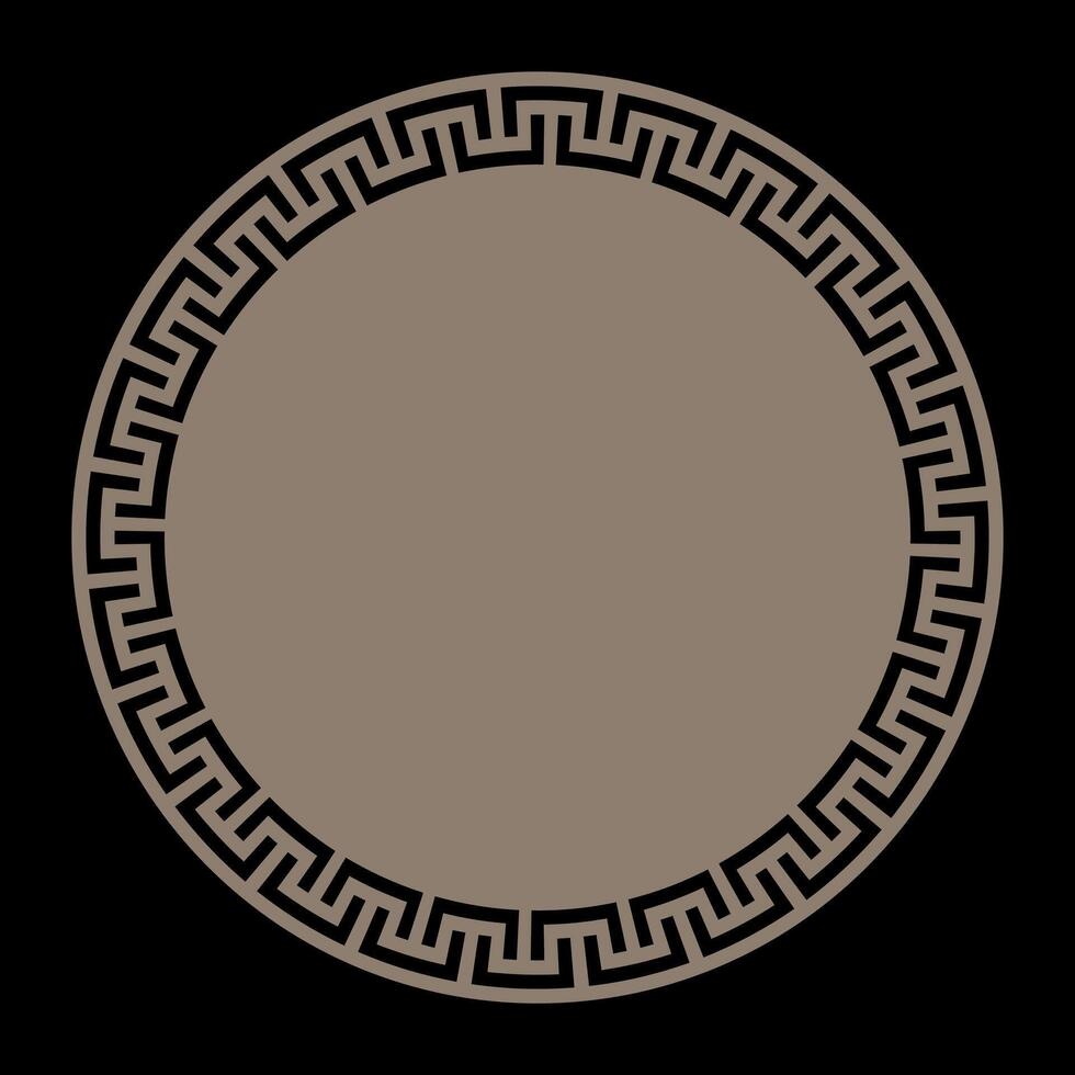 Greek gold round frame. Patterns of Greece and ancient Rome. Greek circle frame. Round greek ornament. Golden design element. Typical egyptian, assyrian, greek motives. Template for laser cutting. vector