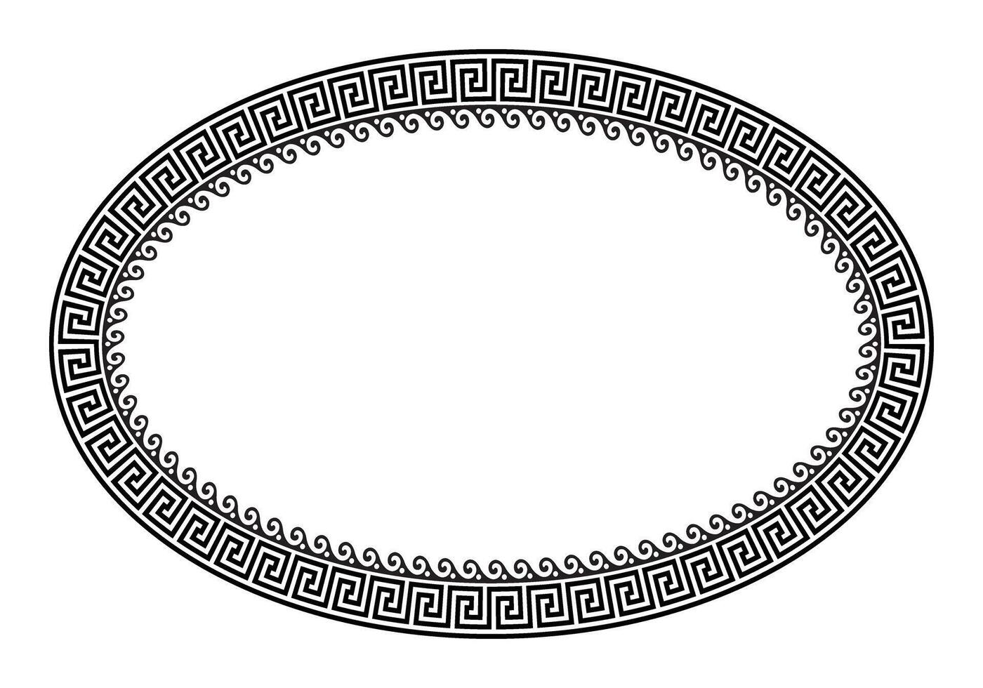 Oval frame in Ancient Greek style isolated on white background. Greek meander. Circular ornament. Patterns of Greece, ancient Rome. Greek style. For textile, embroidery, porcelain, ceramics vector
