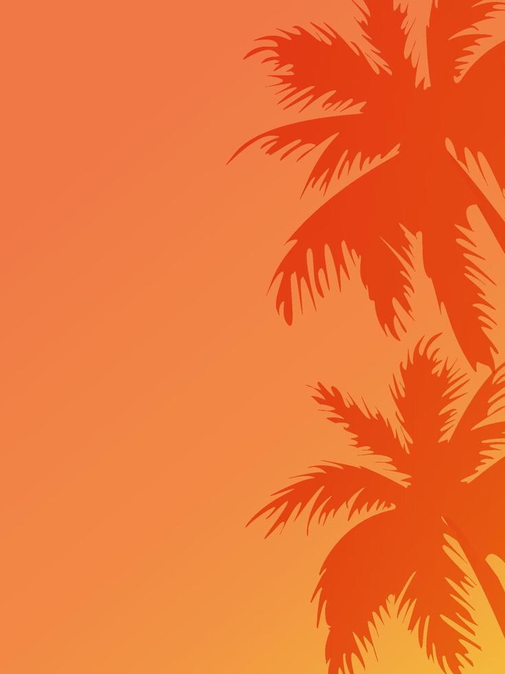 vertical background with palm leaves silhouette and place for text vector