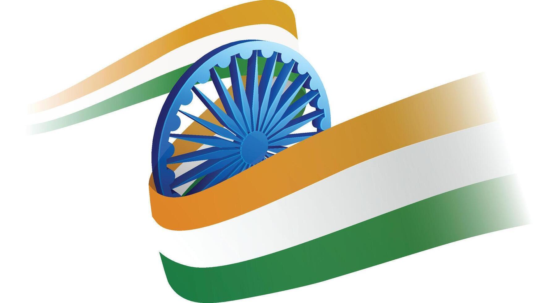 Tricolo rRibbon with Ashoka Chakra Transparent Background vector