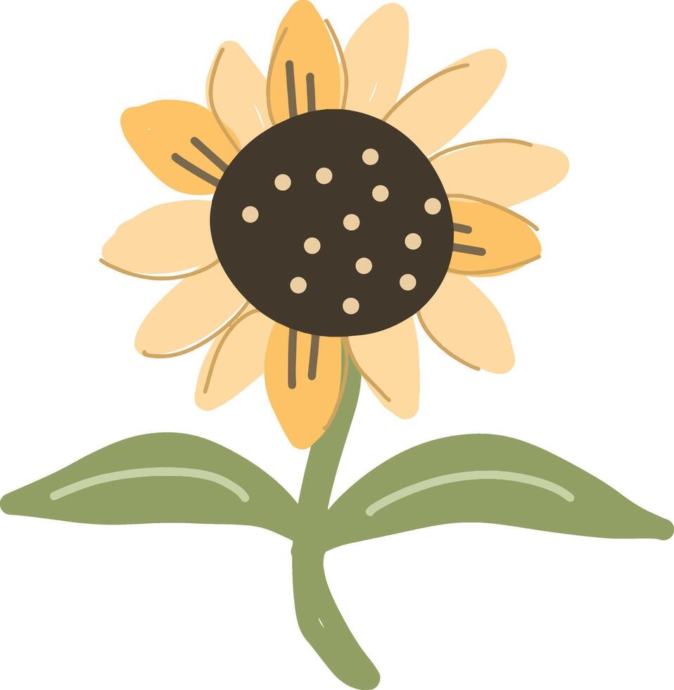 Handdrawn illustration of a cheerful sunflower in bloom vector