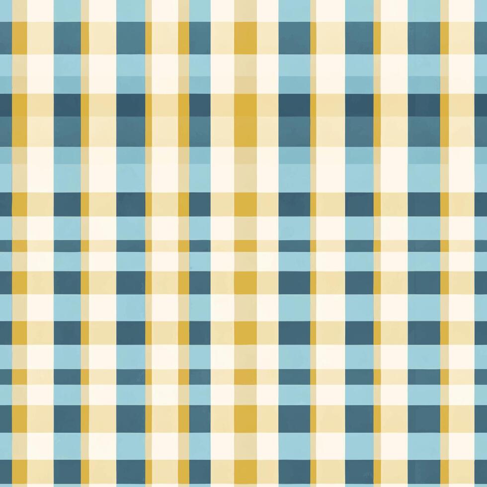 Checkered pattern with blue, yellow and cream squares vector