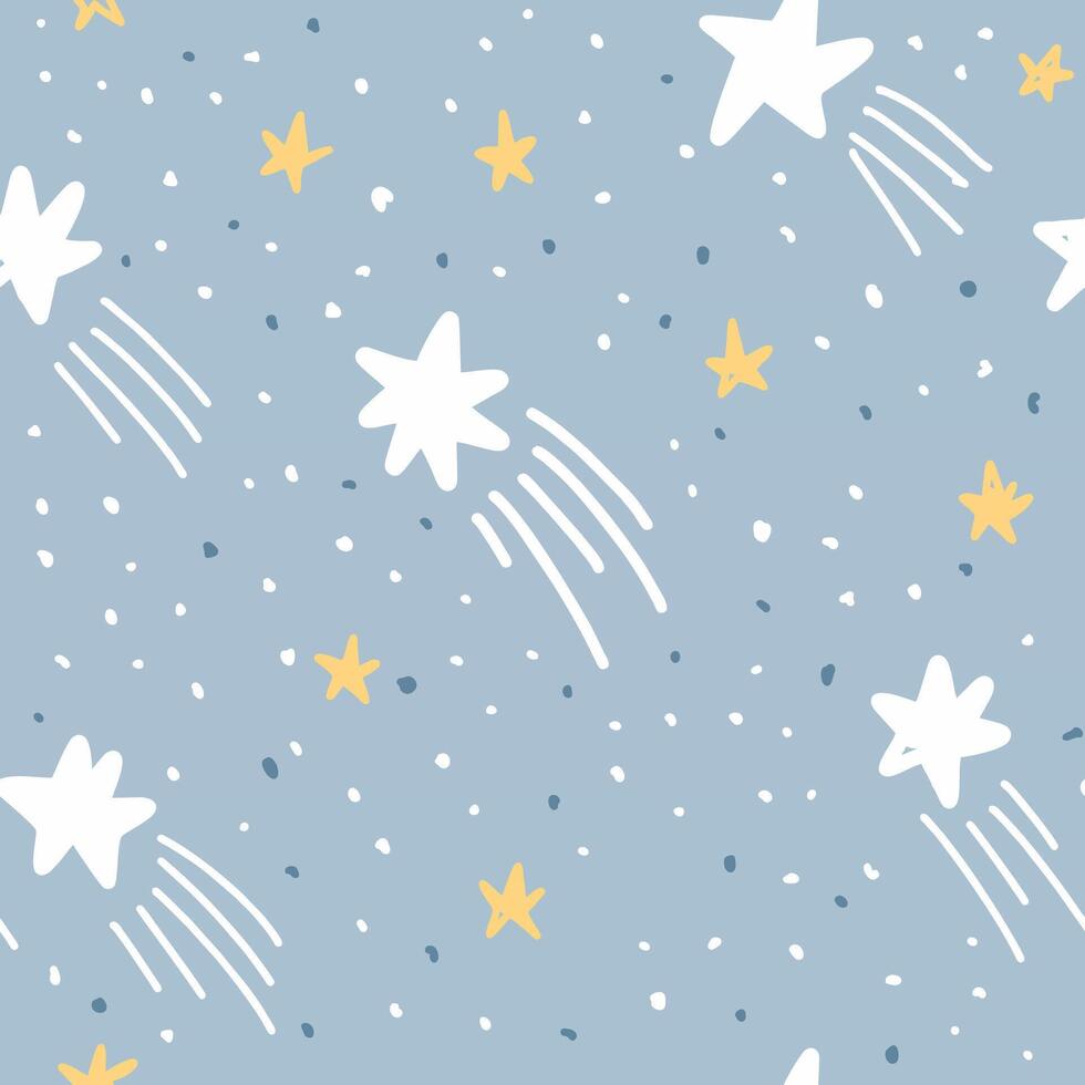 Cute star and comet seamless pattern vector