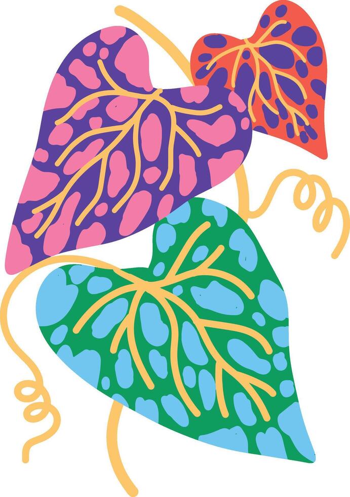 Colorful HeartShaped Leaves Illustration vector