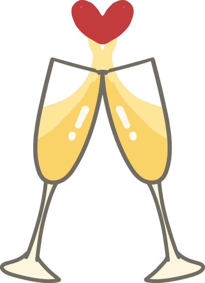 Cheers to Love Two Champagne Glasses Clinking with a Heart vector