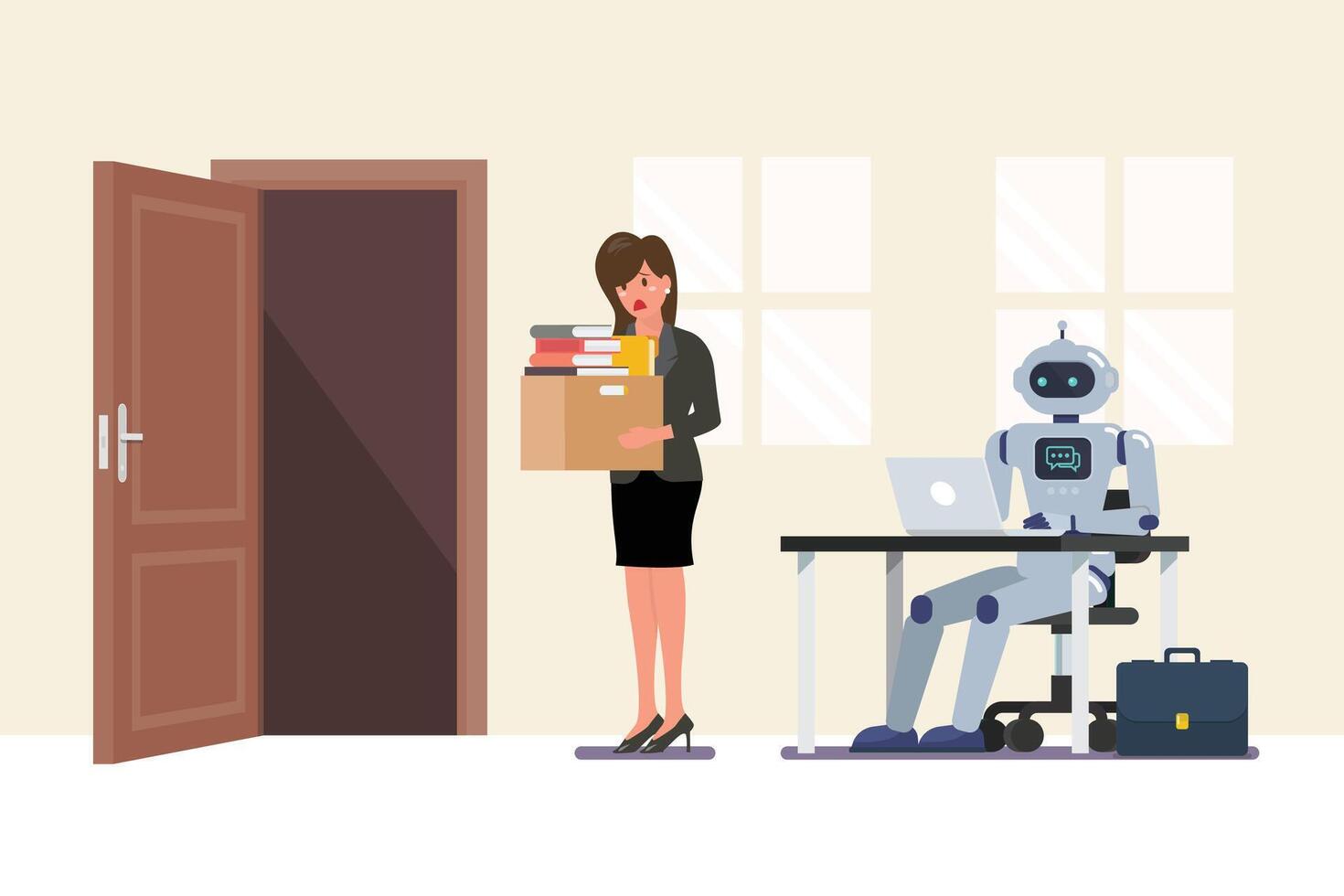 Artificial intelligence has replaced woman officer vector