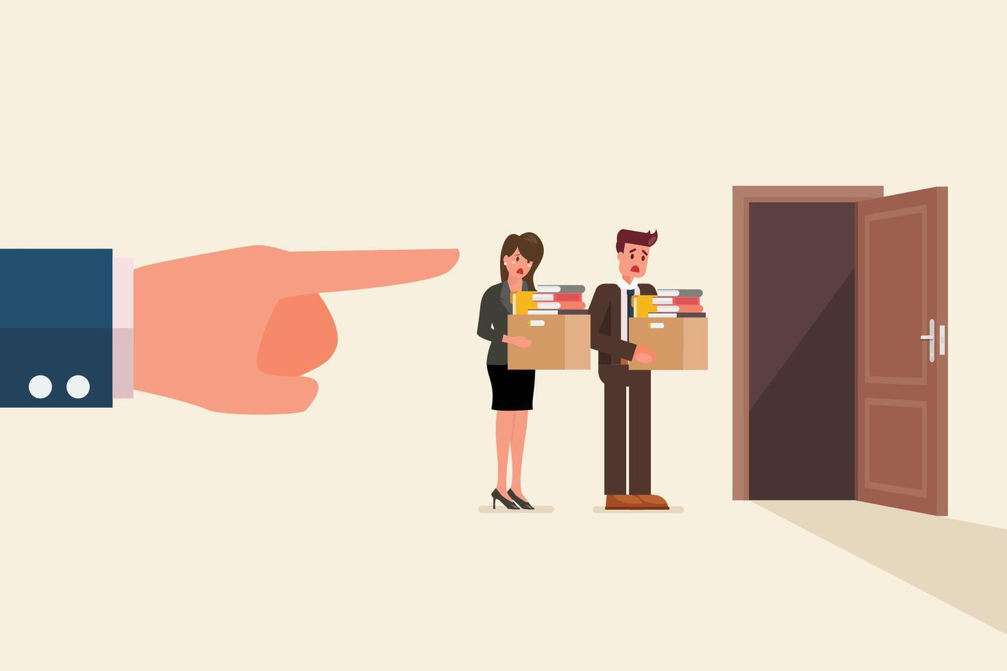 Boss pointing finger to fires misconduct employees vector