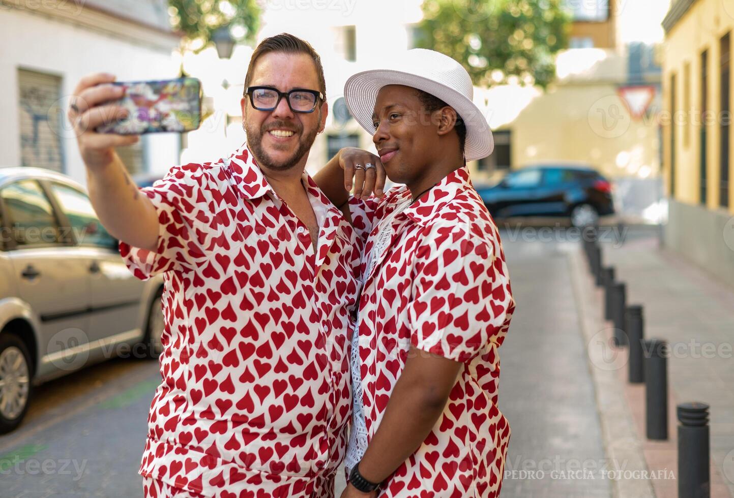 Gay couple taking a selfie in love.. photo