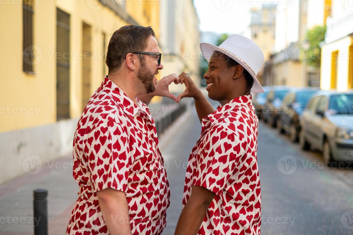 Portrait of a multi-ethnic gay couple ., photo