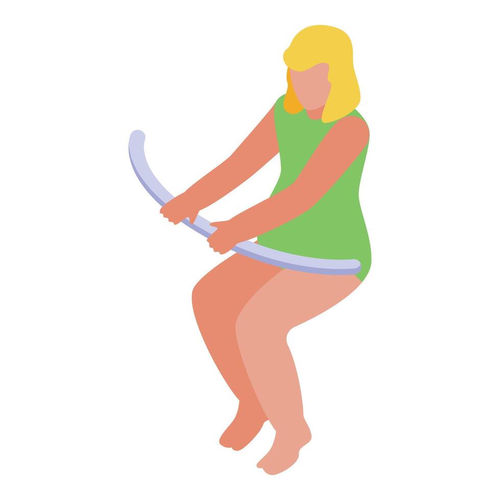Gymnast performing rhythmic gymnastics with ribbon, isometric view vector