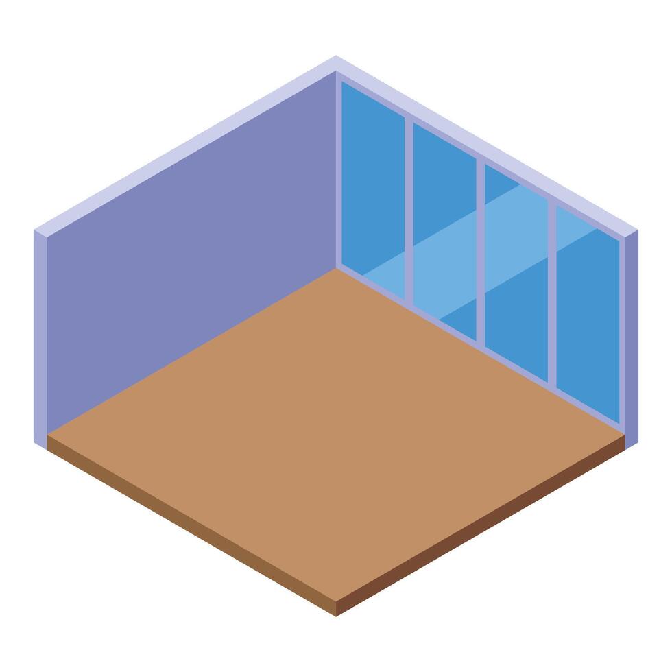 Empty office room with large windows isometric view vector