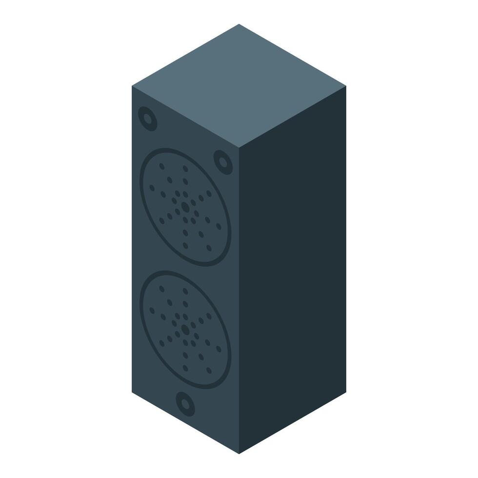 Big professional audio speaker reproducing sound, isometric view vector