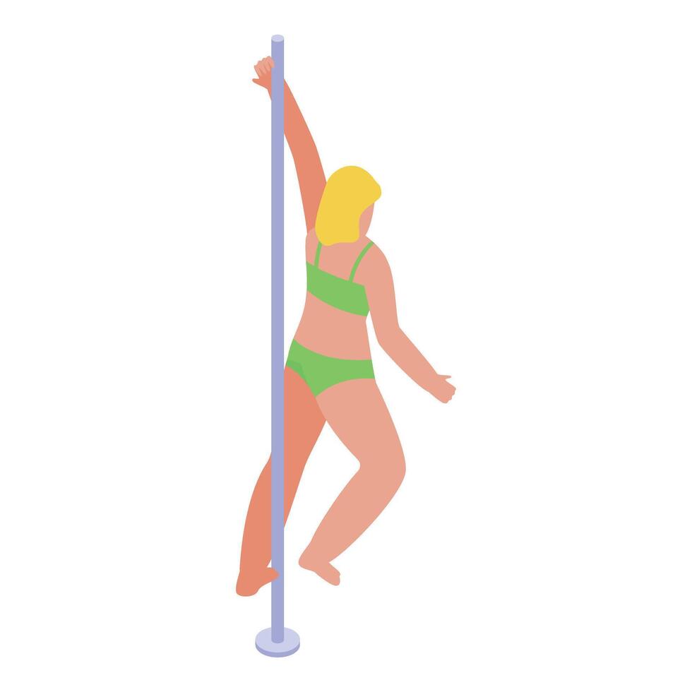 Pole dancer performing on stage, showing flexibility and strength vector