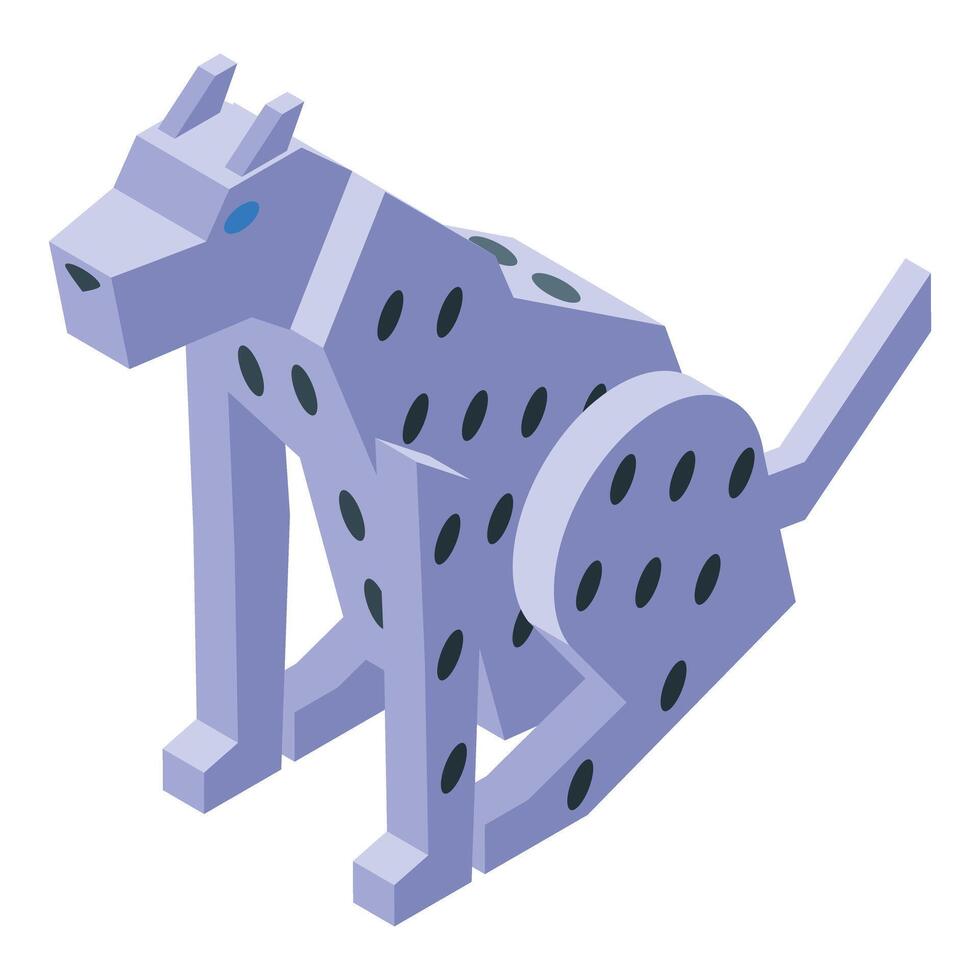 Sitting geometric spotted dog with blue eyes in isometric view vector