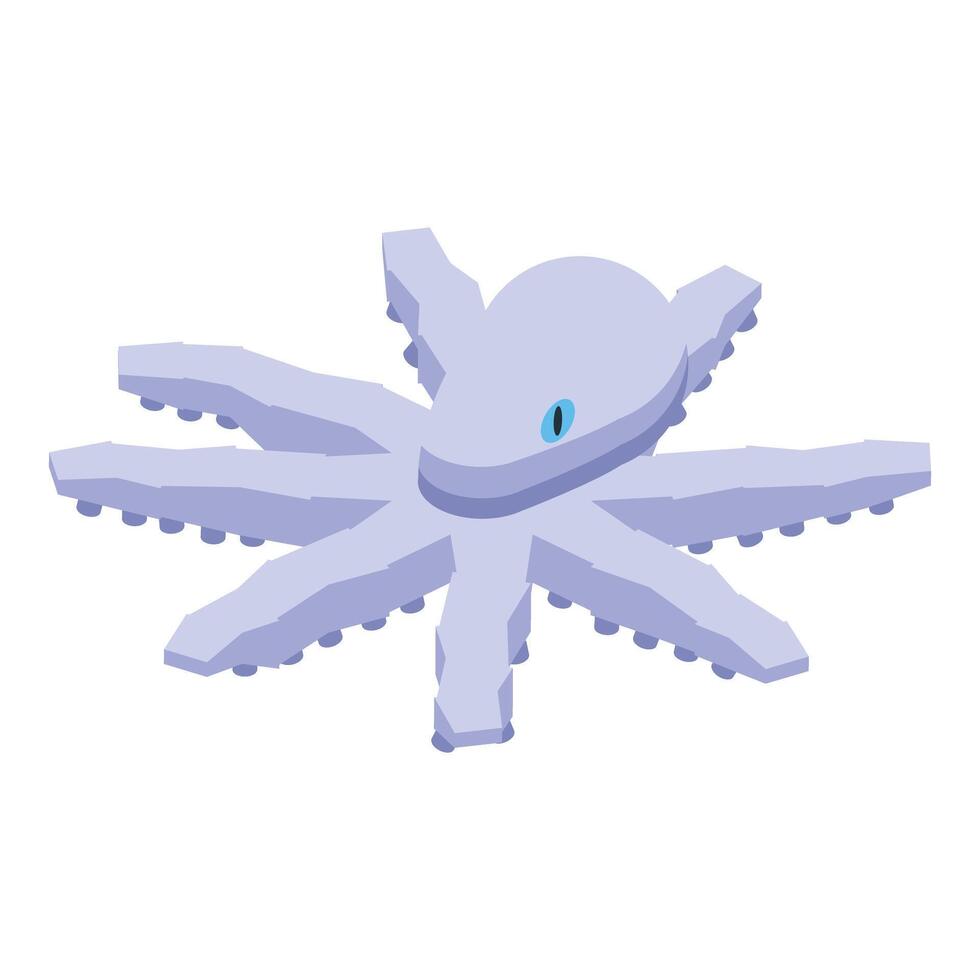Light purple octopus floating with tentacles extended in isometric view vector