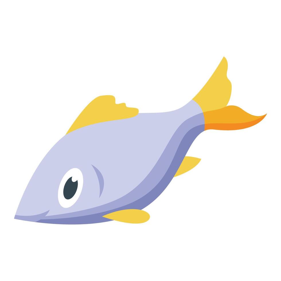 Purple fish swimming with yellow fins and orange tail vector