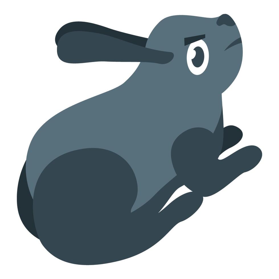 Cute gray rabbit jumping and looking up in cartoon style vector