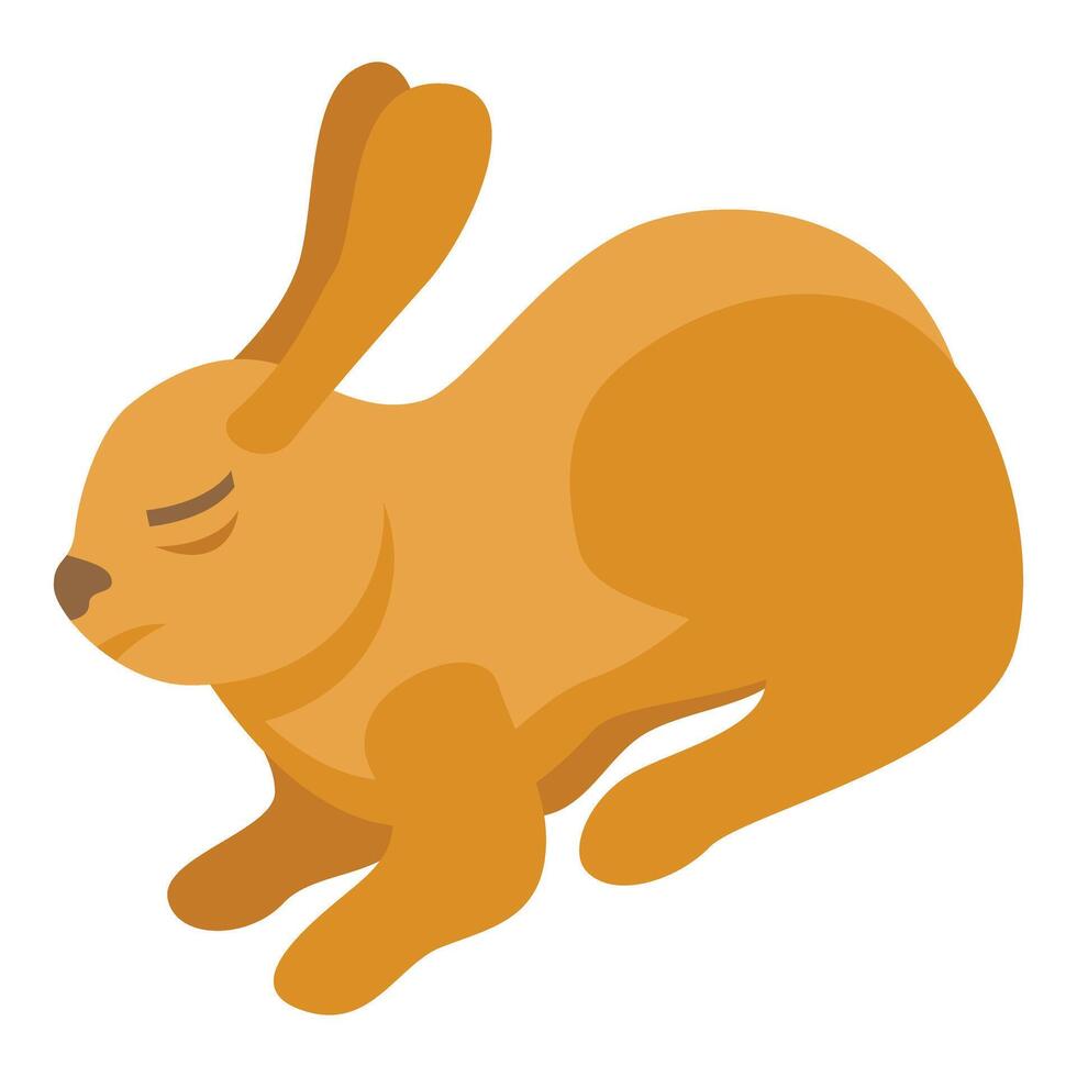 Cute brown rabbit lying down, isometric view of bunny relaxing vector