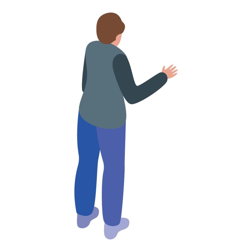 Businessman showing something with hand gesture from back view vector