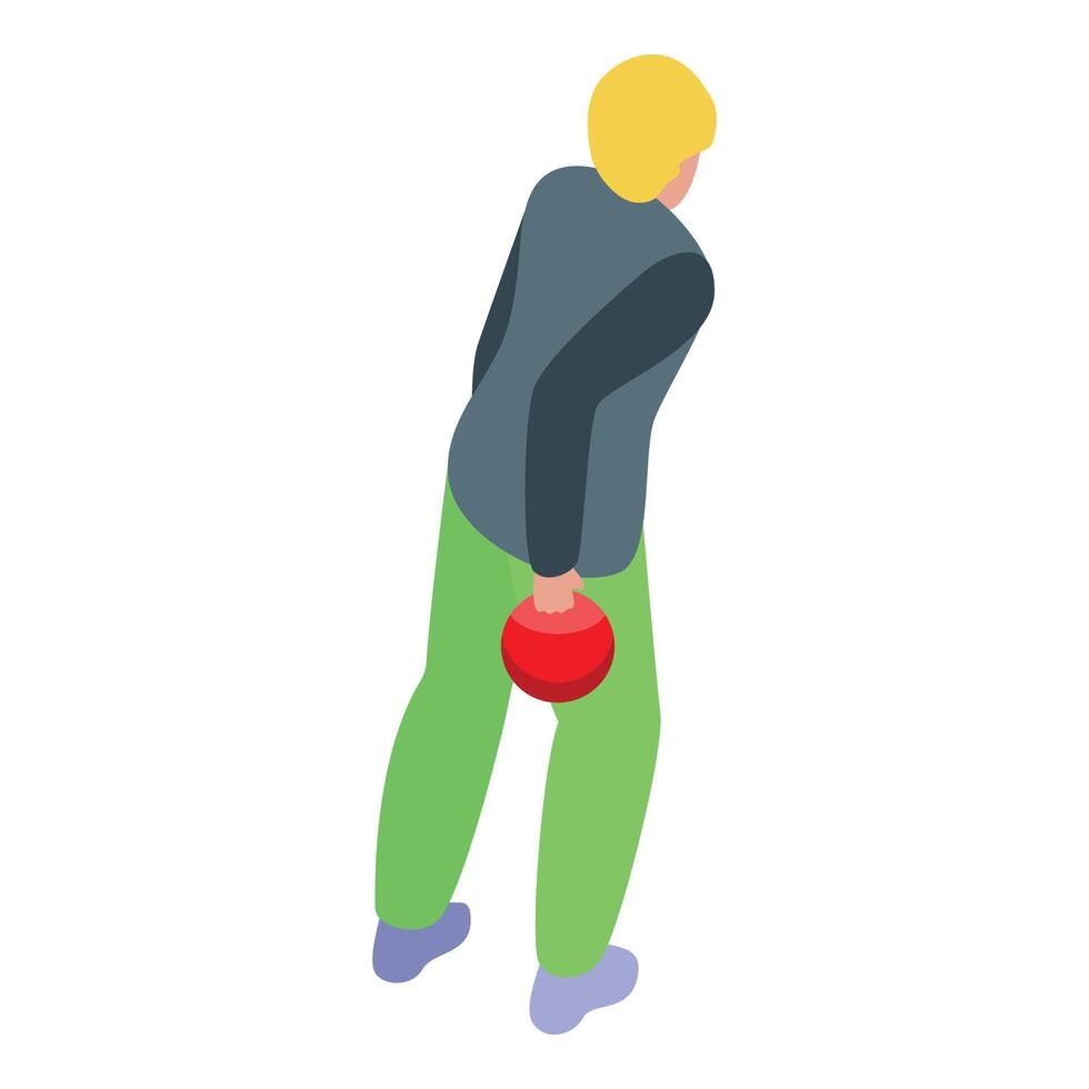 Professional player preparing bowling ball for throwing strike vector