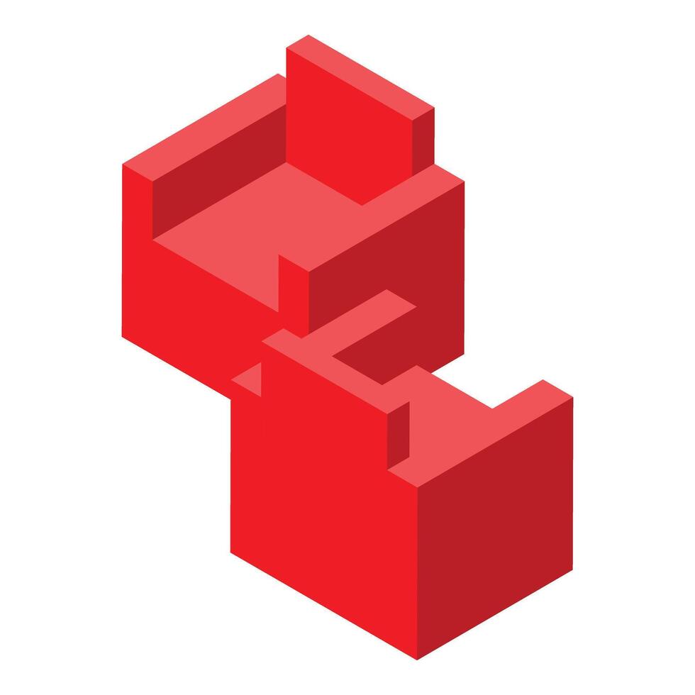 Red isometric armchair representing modern furniture design vector