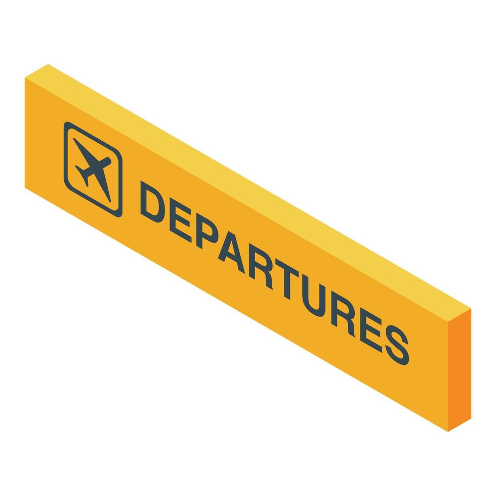 Yellow departures sign showing plane taking off at airport vector