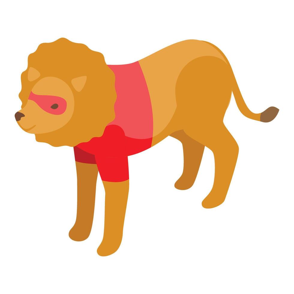 Circus lion wearing superhero costume standing on stage vector