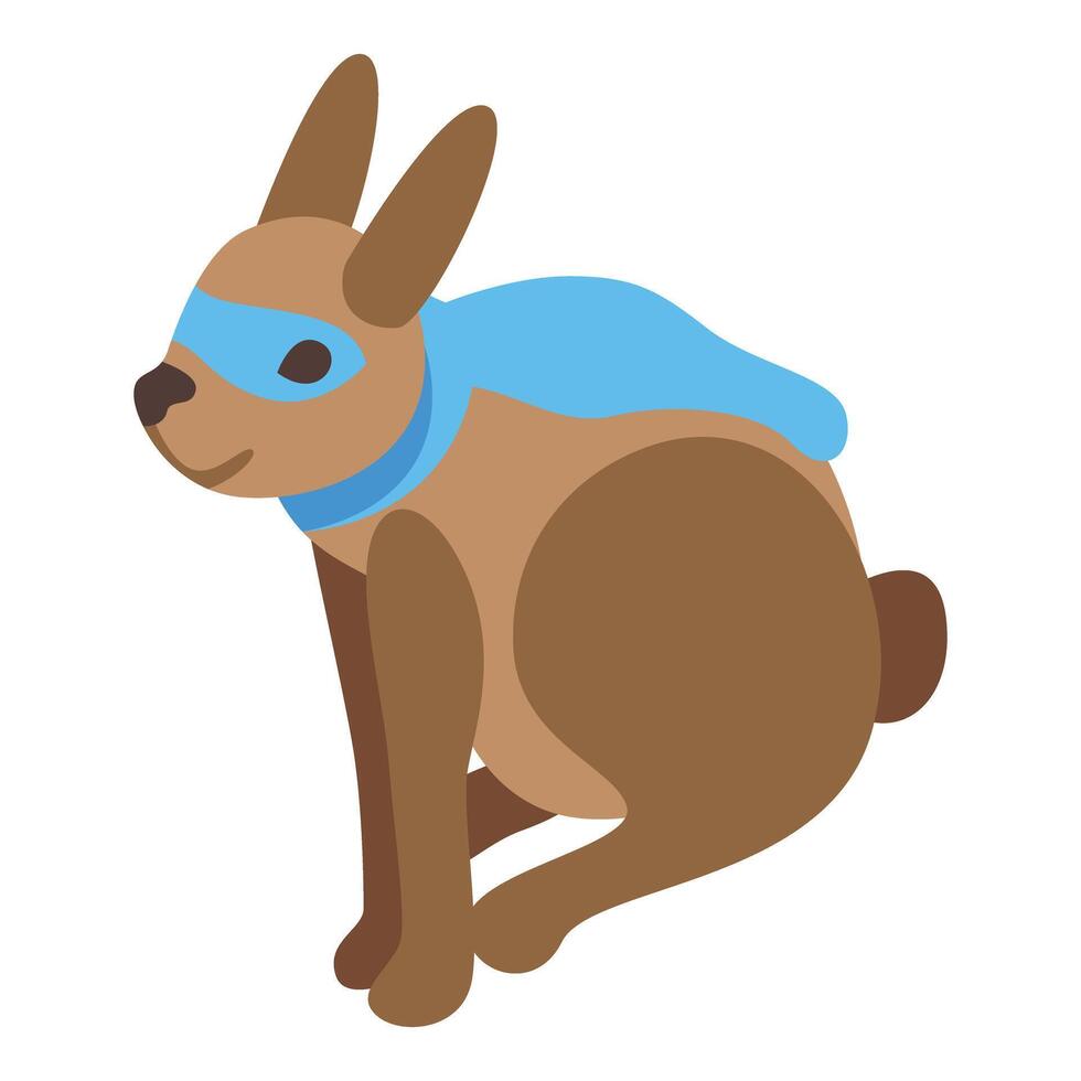Superhero brown rabbit wearing blue mask and cape sitting calmly vector