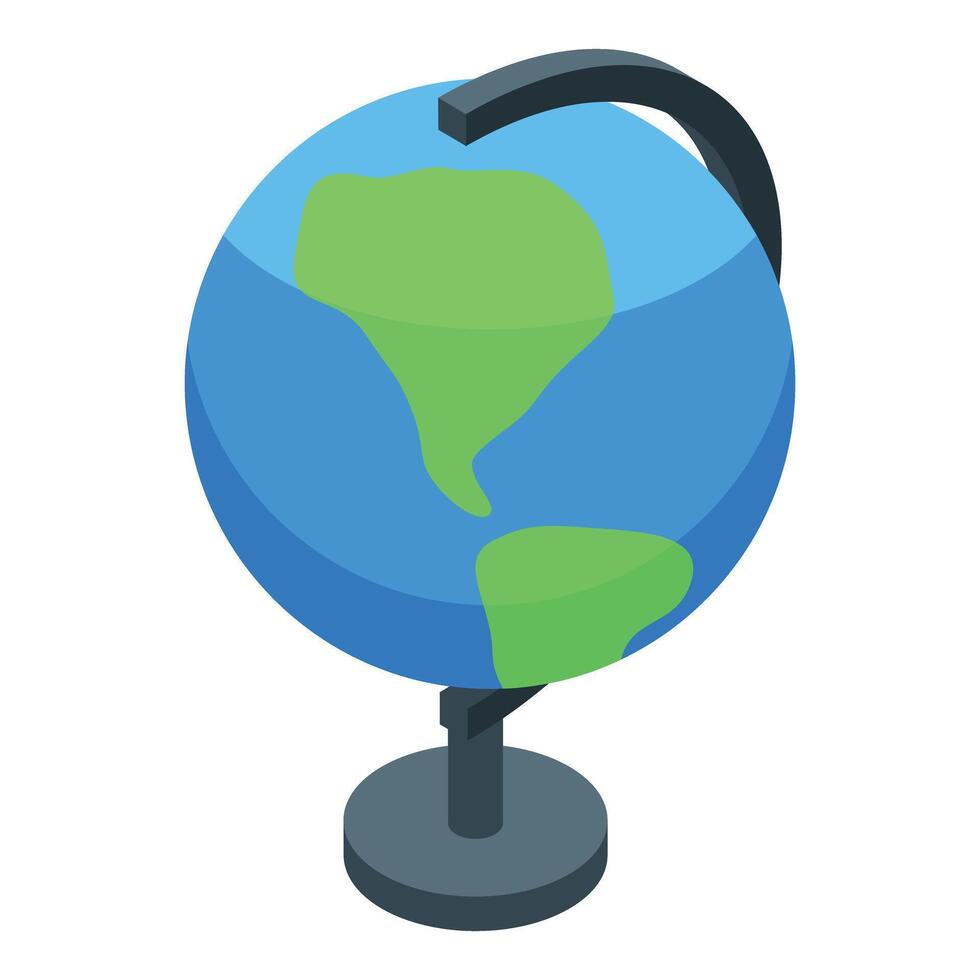 School globe showing north and south america continents rotating on stand vector