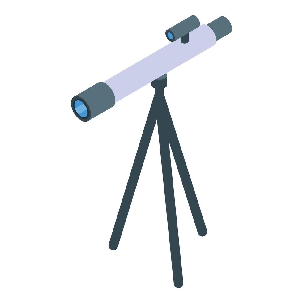 Telescope exploring the night sky on a tripod stand vector