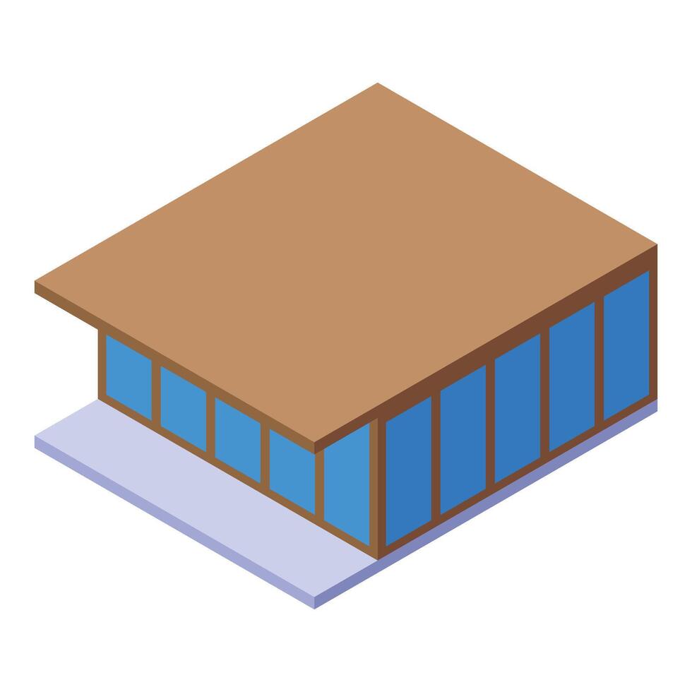Modern eco house with large panoramic windows isometric view vector