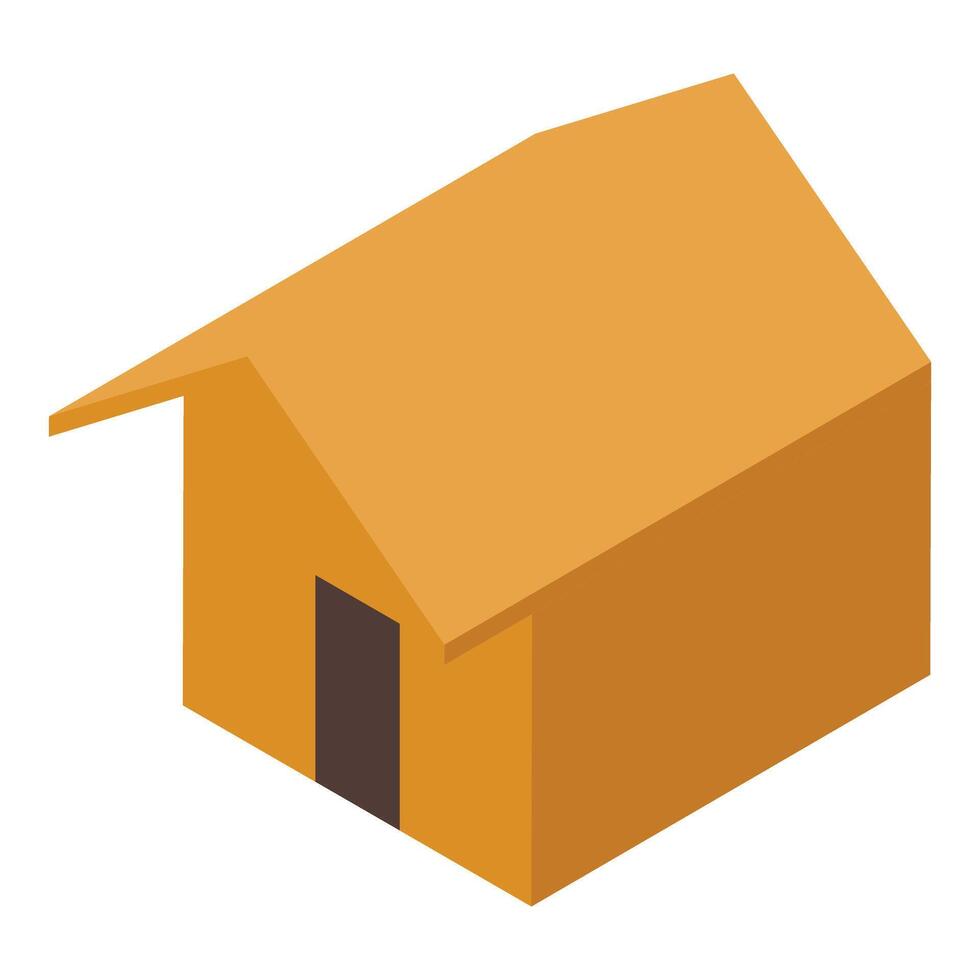 Isometric yellow small house with brown door vector
