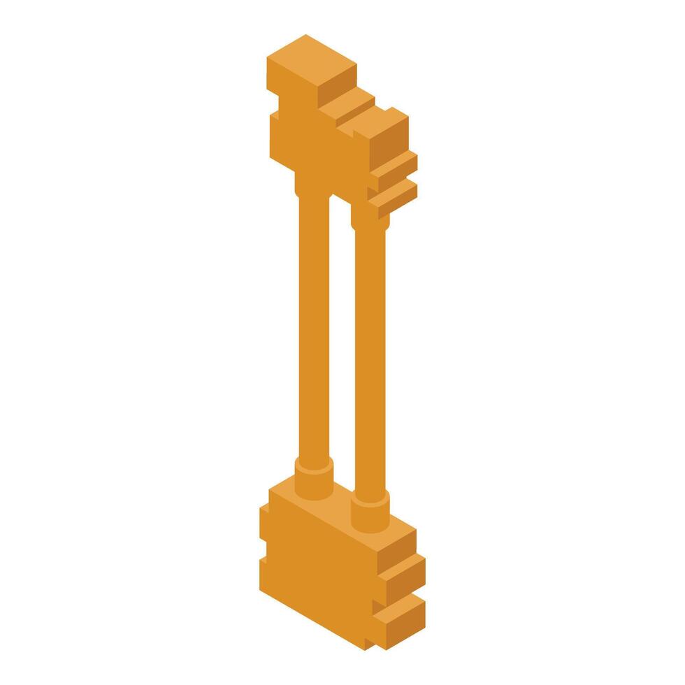 Pixel art chimney emitting smoke in isometric view vector