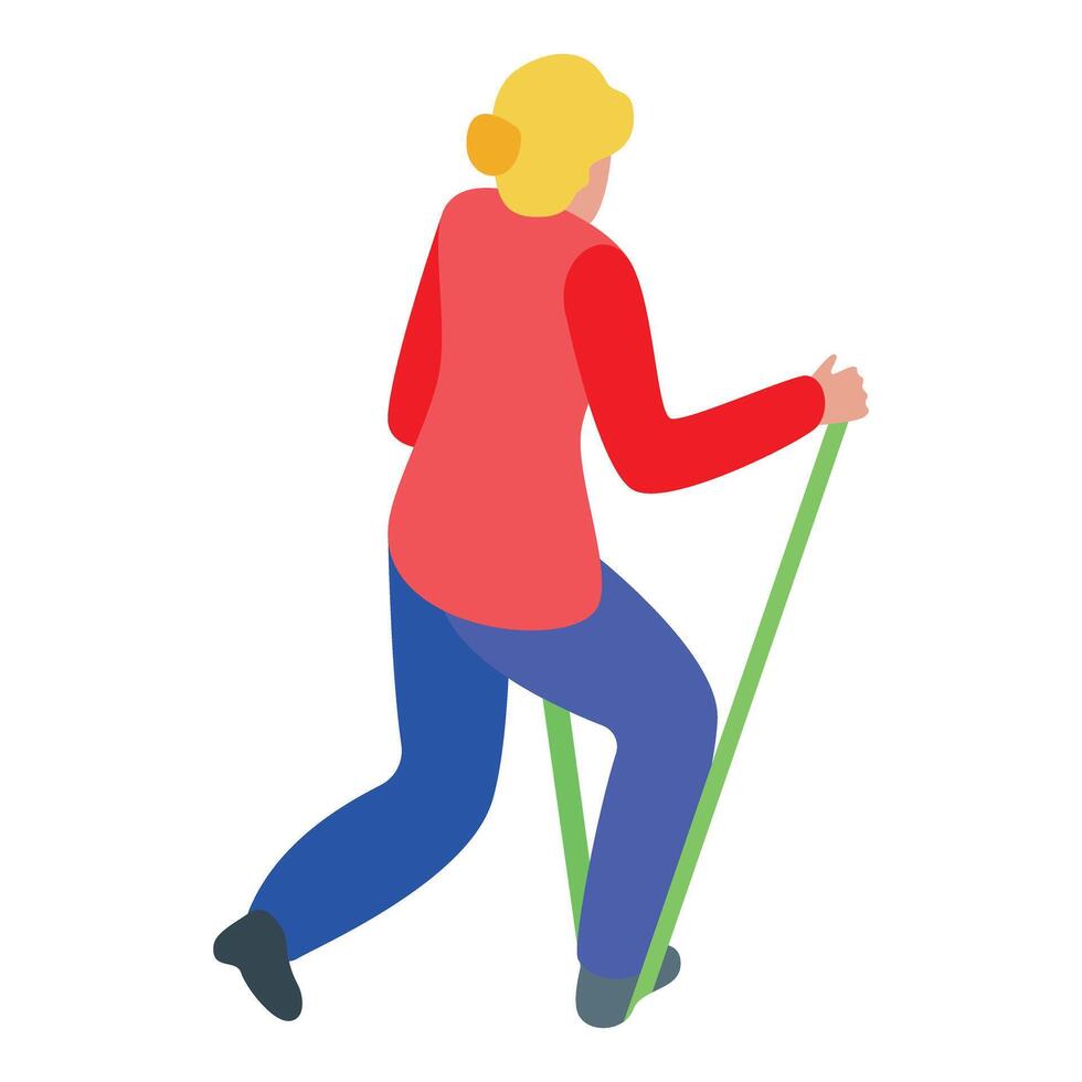 Nordic walking training with elastic band for fitness improvement vector