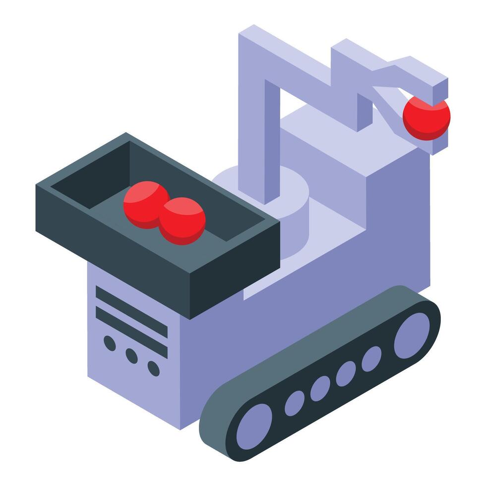 Smart robot arm picking red balls in production line vector