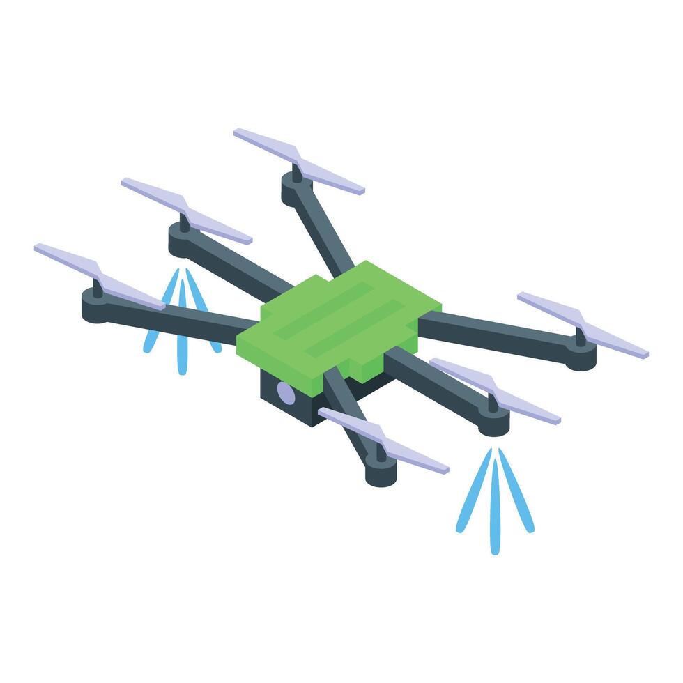Agriculture spraying drone flying and spraying water or fertilizer vector