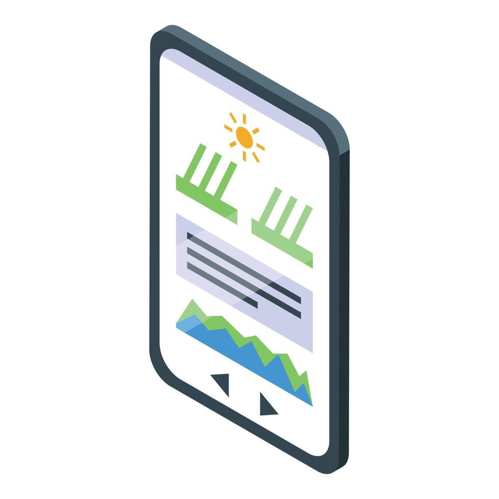 Smart farming app showing crop growth and weather data on mobile phone vector