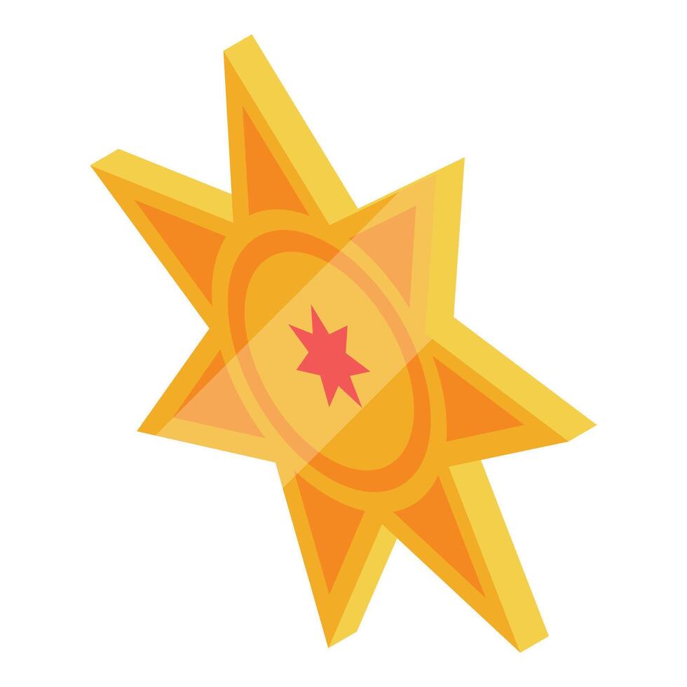 Golden star shines brightly, isometric icon design for success and achievement vector