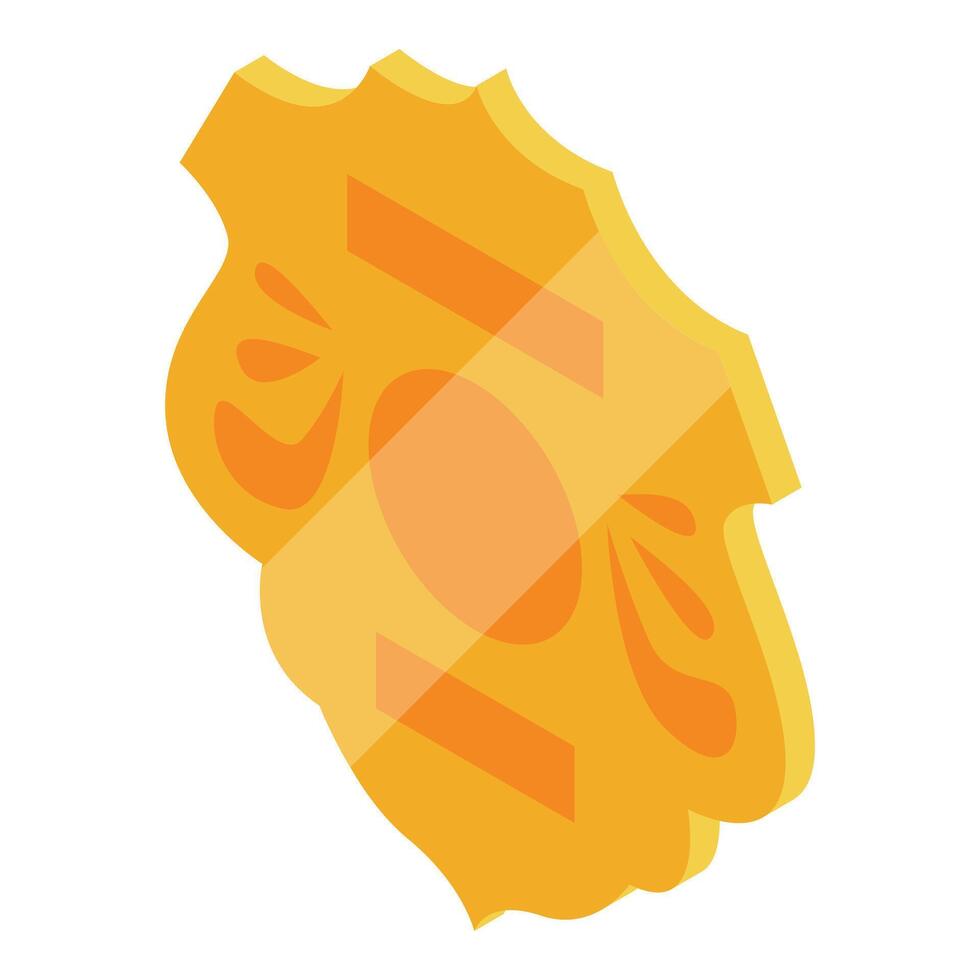 Golden sheriff or marshal star badge tilting isometrically vector