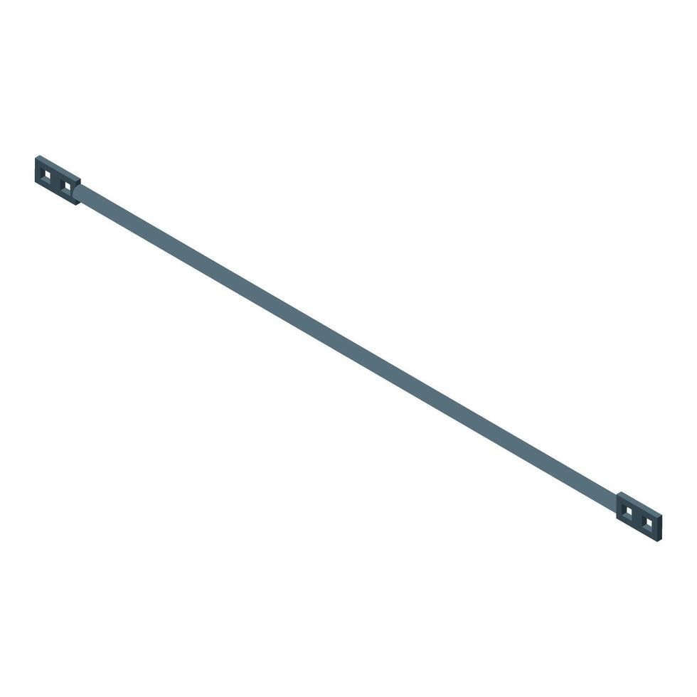 Long metal rod with square fasteners connecting two points vector