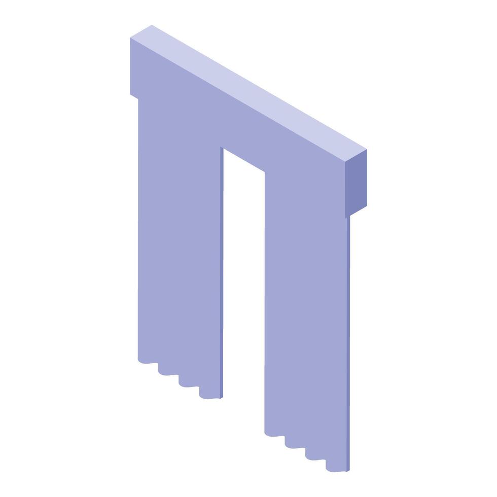 Light purple window curtain covering a window in isometric view vector