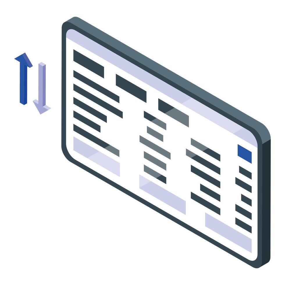 Data transferring up and down on an interactive screen vector