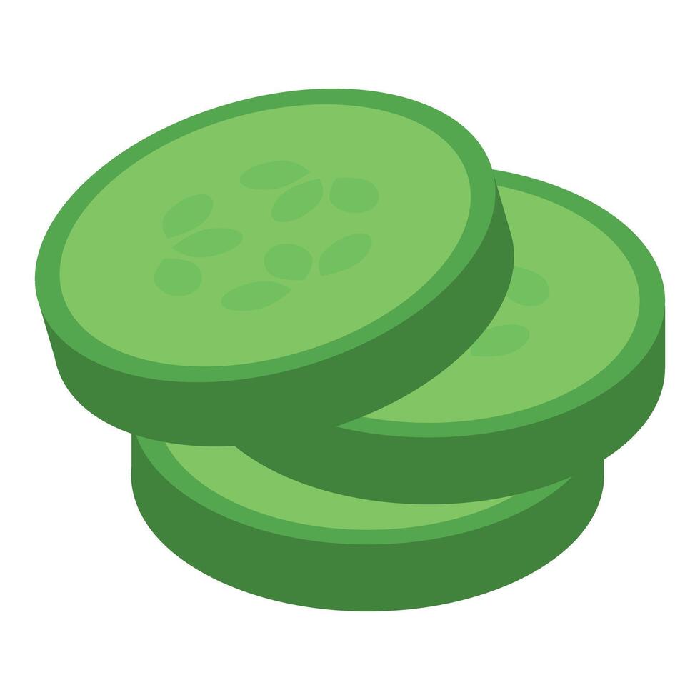 Sliced cucumber showing seeds and green flesh vector