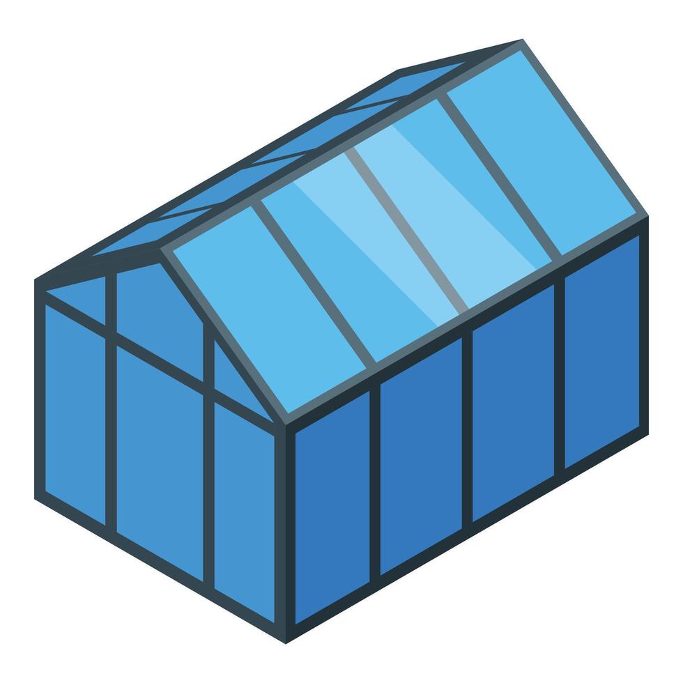 Modern greenhouse structure with glass roof and walls for growing plants vector