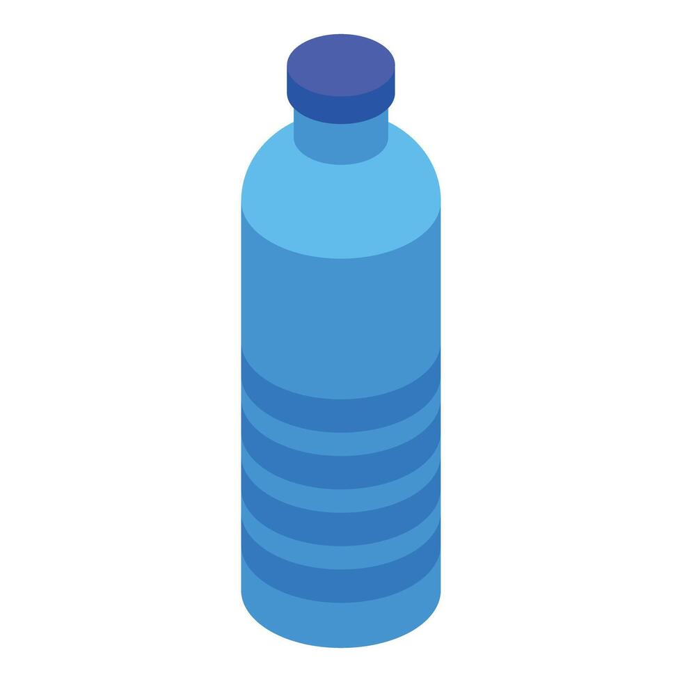 Blue plastic water bottle with cap isometric view vector