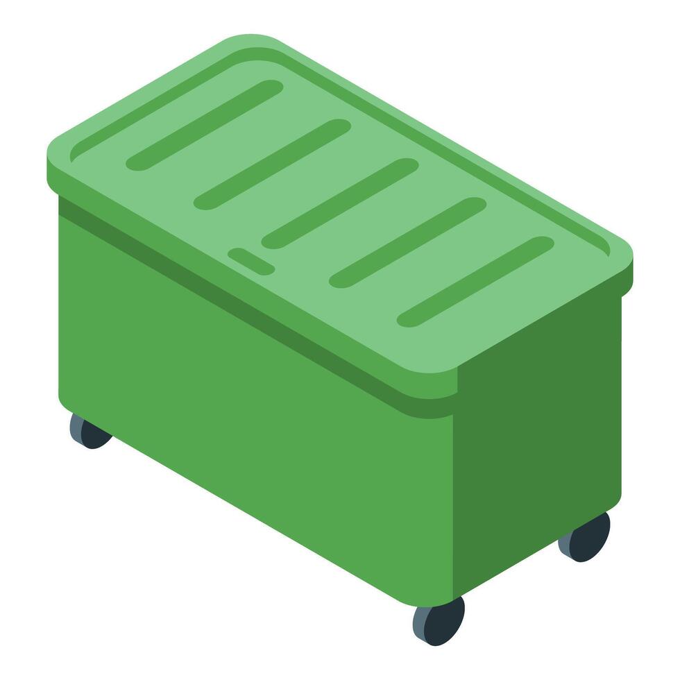 Large green wheeled waste container for separate collection and recycling vector