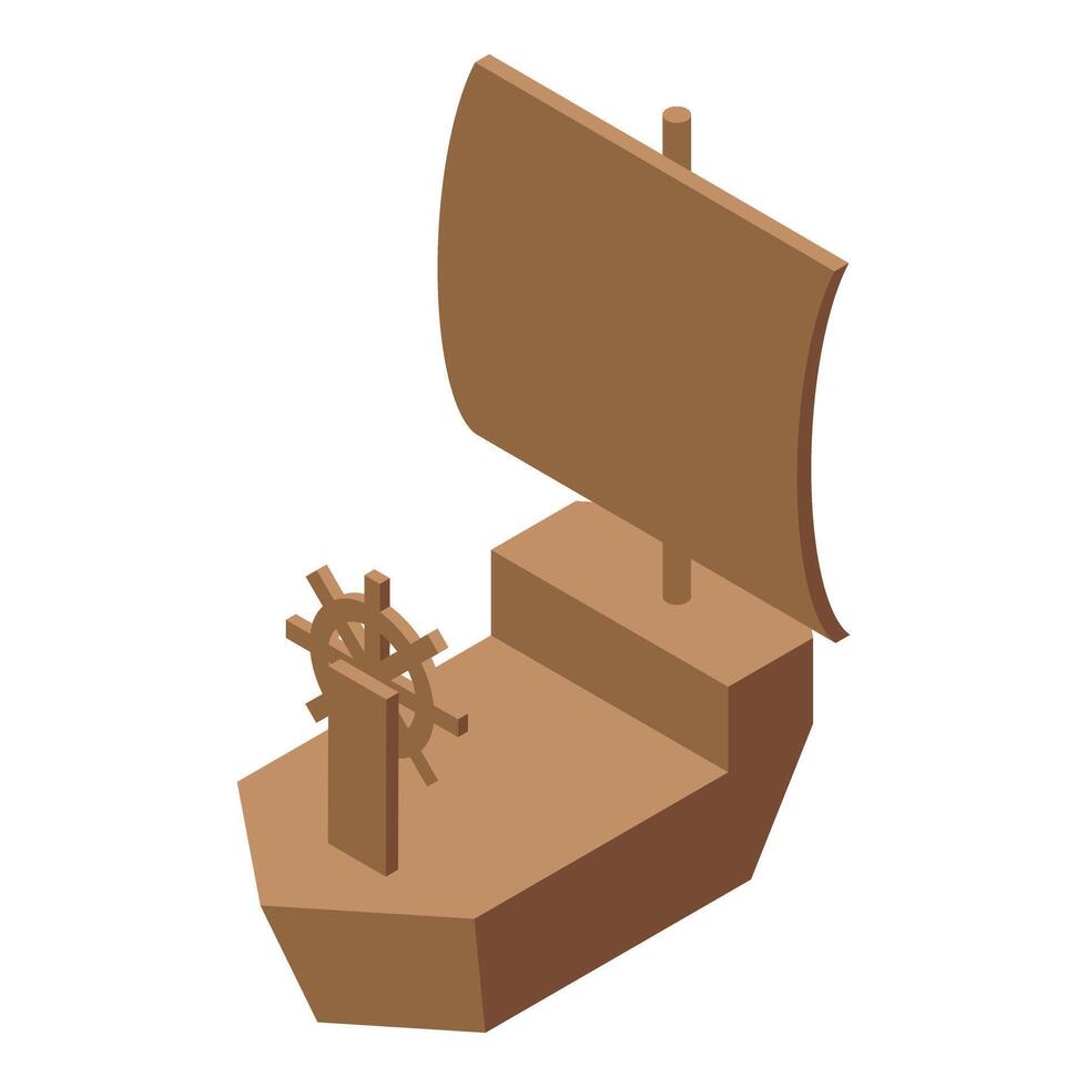 Wooden toy ship sailing on imaginary sea vector