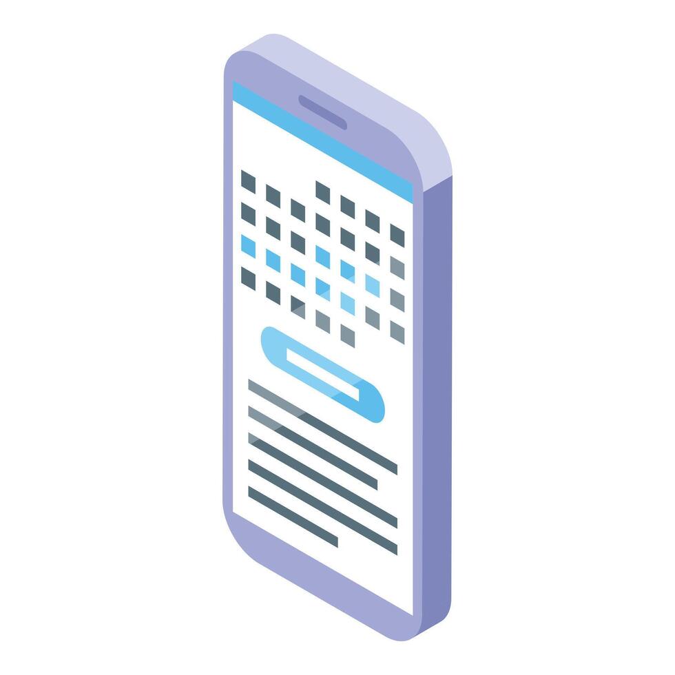 Smartphone showing search bar and pixelated image with text below vector